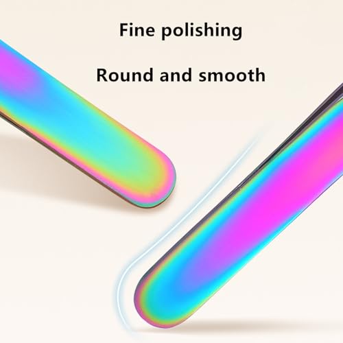 Vubbkdi Rainbow Stainless Steel Craft Tweezers with Leather Bags, 2 Pairs