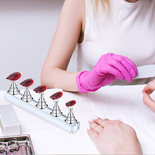 Blulu Magnetic Nail Stand Holder Set 2 Pack Acrylic Practice Display