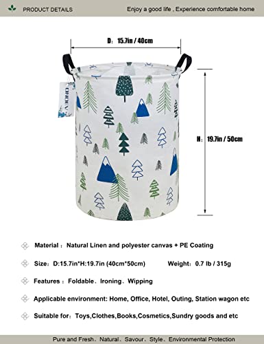 Forest Round Laundry Hamper - Waterproof Cotton Canvas Storage