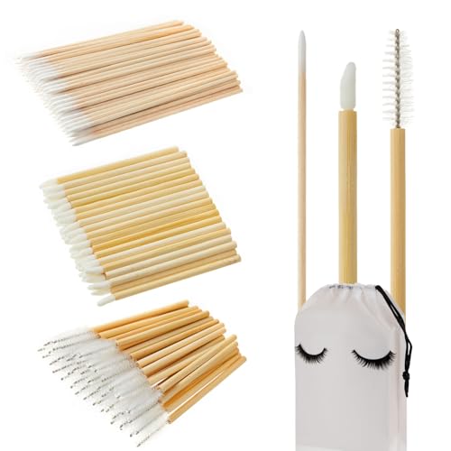 SANARITA 300PCS Bamboo Eyelash Extension Kit - Disposable Spoolies & Micro Brushes
