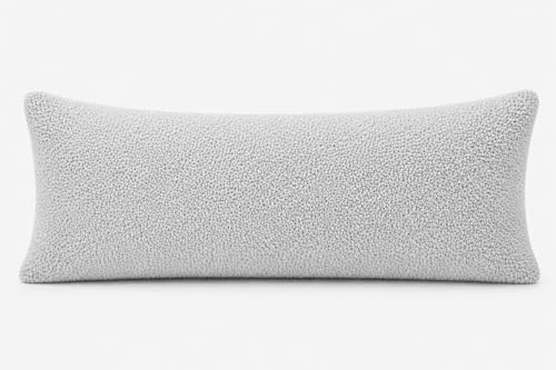 Reafort Silver Grey Sherpa Body Pillow Cover 21"x54" with Zipper