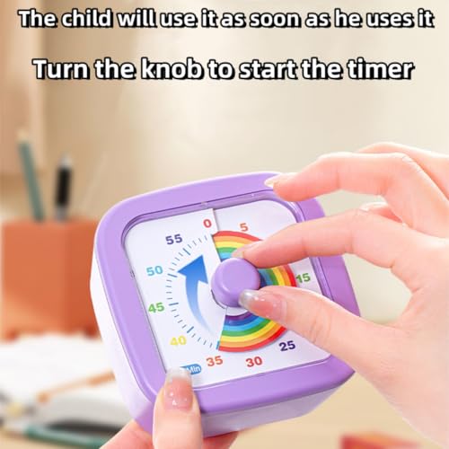 Purple Kids Visual Timer - 60-Minute Countdown Timer for Time Management