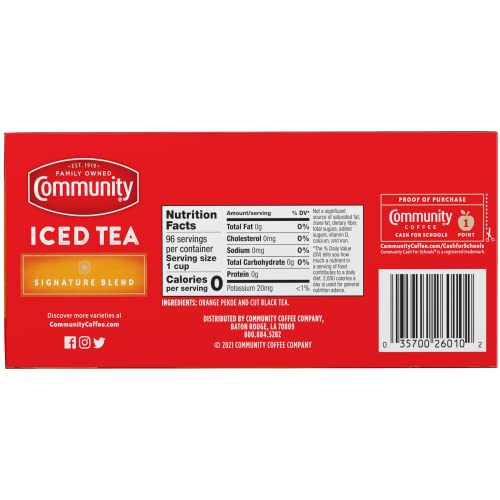 Community Coffee Signature Iced Tea Pack of 12 - 24 Family Size Tea Bags (24 Count x 12) - Refreshing Black Tea for Iced Tea