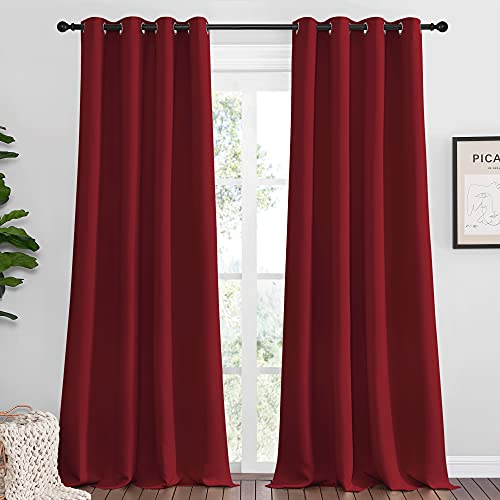 NICETOWN Blackout Curtains 2-Panel Set, 55" x 102" Burgundy Red Grommet