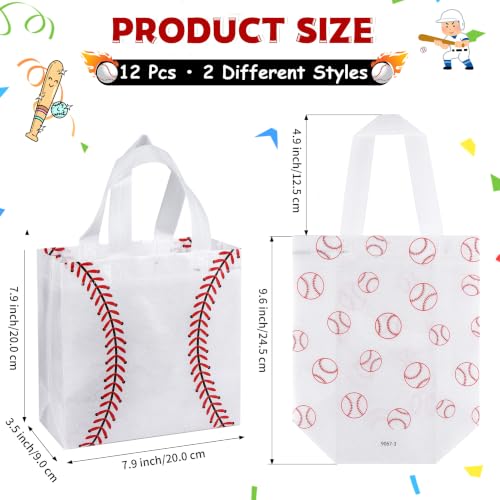Soarvita 12 Pack Baseball Goodie Bags - Reusable Party Favor Bags