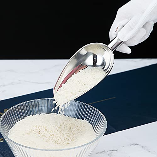 Berglander 6oz Stainless Steel Ice Scoop - Heavy Duty Metal Silver Scooper
