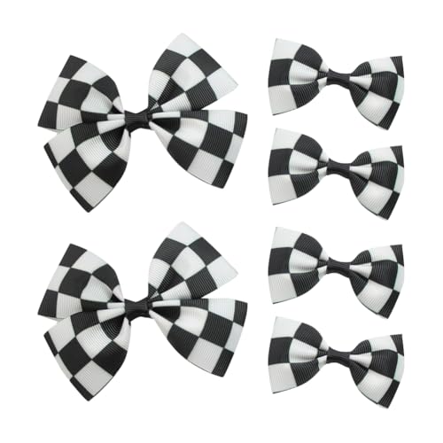 GSHLLO 6 Pcs Checkered Hair Bows - Black Plaid Alligator Clips for Women and Girls