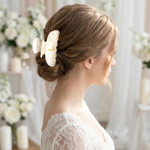 Bridesmaid Initial Hair Claw Clip with Matching Earrings Pearl Letter