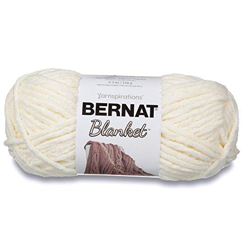 Bernat Blanket Yarn, Super Bulky Chenille Yarn in Vintage White, 300g