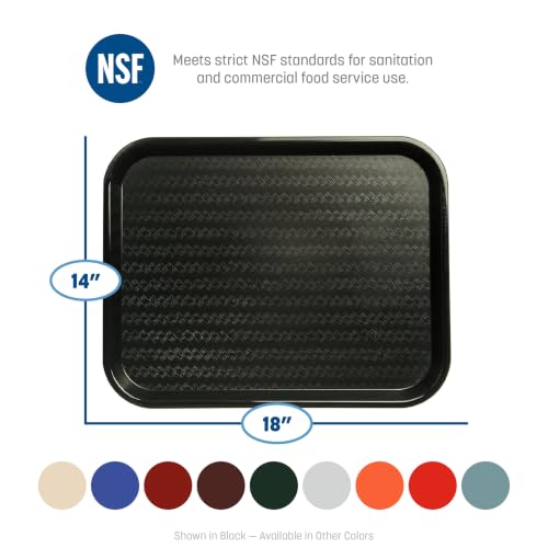 Cafeteria Tray with Patterned Surface - Lightweight Plastic, 17.87x14in, Orange
