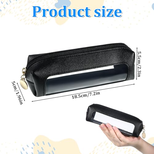 Clear Makeup Brush Bag - Small PU Leather Travel Cosmetic Pouch Black