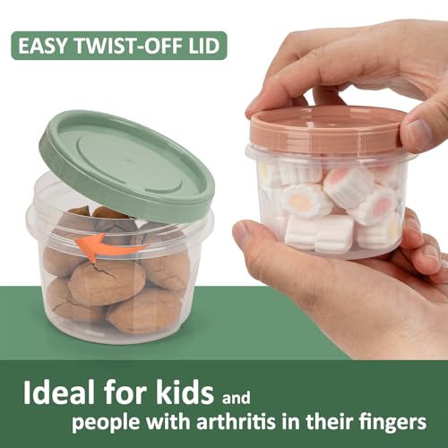 8 Oz Small Food Containers with Lids - 4 Pack, Twist Top, 4 Colors