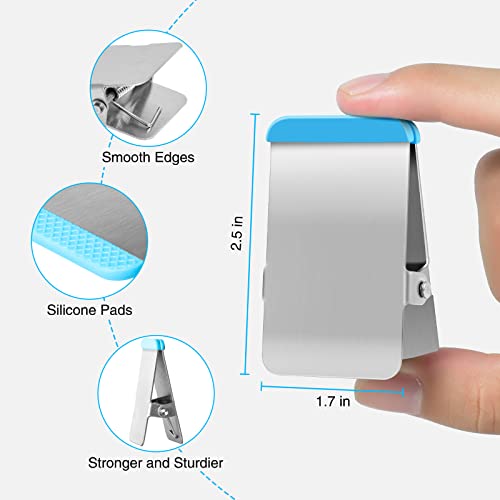BURLIHOME Heavy Duty Stainless Steel Clips with Colored Silicone - 6 Pack