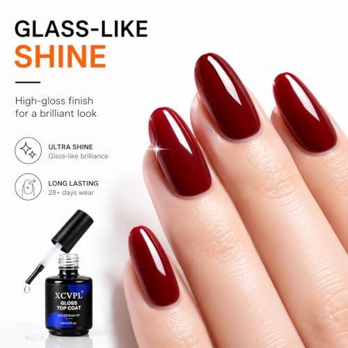XCVPL No Wipe Gel Top Coat - 15 mL High Gloss UV/LED Nail Polish