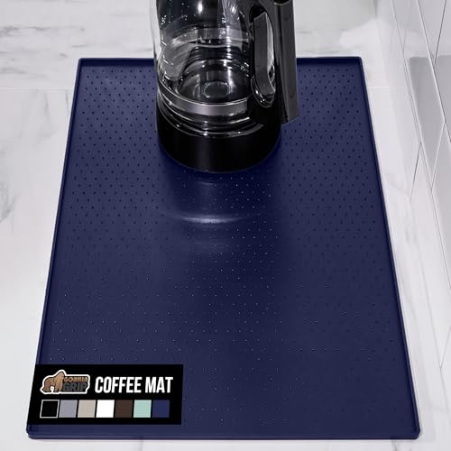 GORILLA GRIP Waterproof Silicone Coffee Mat - Heat Resistant, Non-Slip, 11.5x18.5, Navy