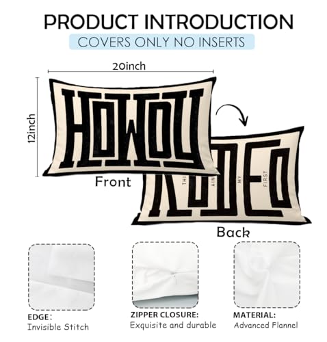 Western Howdy Throw Pillow Cover 12x20 - Soft Flannel Southwestern Decor
