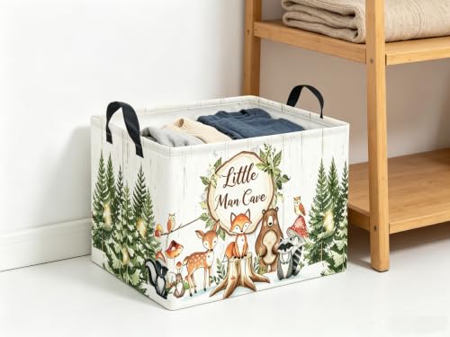 Woodland Animals Storage Basket - Waterproof & Collapsible 15x10x9 in