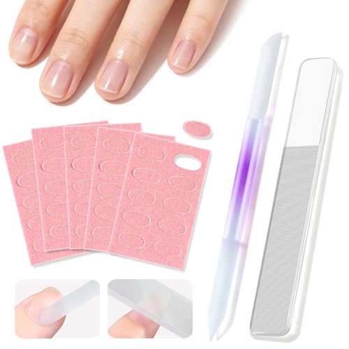 Glass Nail File and Cuticle Pusher Set with Sanding Pads