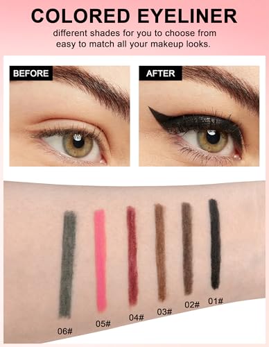 Jutqut 2PCS Burgundy Gel Eyeliner Pencil Waterproof Smudge Proof