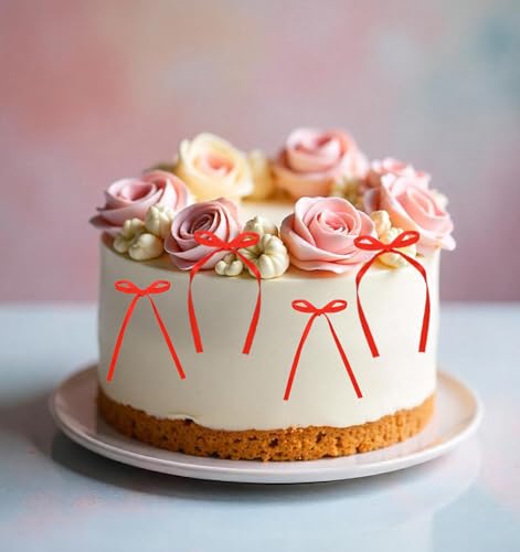 20 Red Cake Bows - Vibrant Ribbon Toppers for Parties & Celebrations
