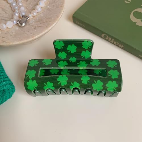 St. Patrick's Day Green Clover Hair Claw Clip Shamrock Hair Accessory