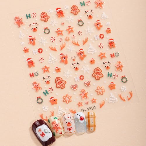 Christmas Nail Stickers 3D Self-Adhesive Decals 8 Sheets