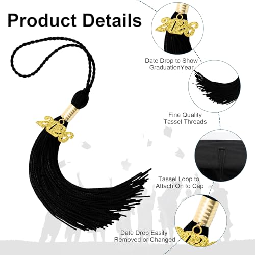 Black Graduation Tassel with 2026 Gold Charm - Class of 2026