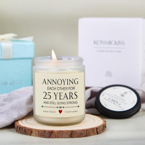25th Wedding Anniversary Lavender Scented Candle Gift for Silver Couples