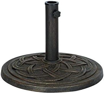 UBP18181-BR Cast Stone Umbrella Base - 18-Inch Rust-Free Composite with Bronze Powder Coating