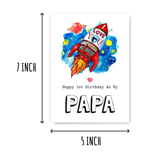 Happy 1st Birthday Card for Papa - 5x7 Premium Card
