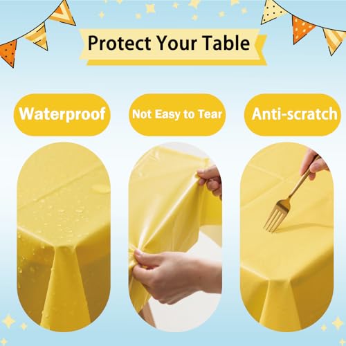 Yellow Disposable Tablecloths 54 x 108 Inch, 2 Pack for Rectangle Tables