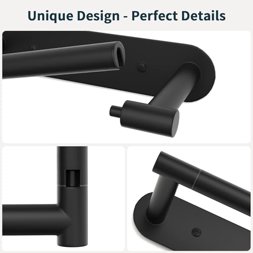 304 Stainless Steel Toilet Paper Holder - Wall Mounted Double Post, Black