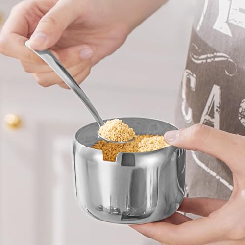 Cheeren 10oz Stainless Steel Spice Jar with Spoon and Clear Lid