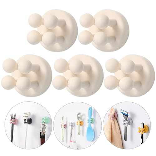iBetterLife Self-Adhesive Silicone Hook Holders, 5-Pack - Antique White