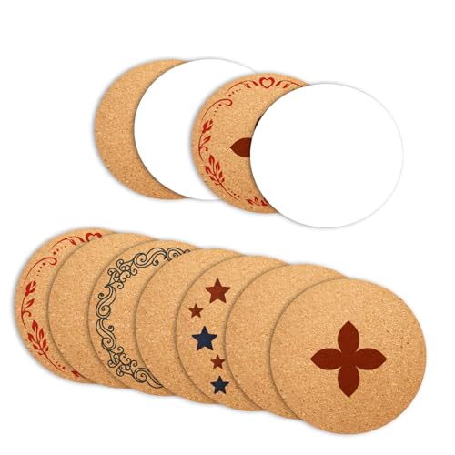 6 Self-Adhesive Cork Rounds for DIY Coasters - 3.74" x 2MM Thick