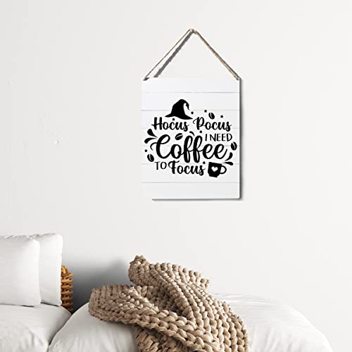 Funny 'I Need Coffee to Focus' Wooden Wall Sign - 10x8 Rustic Decor