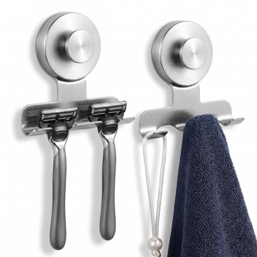 Shower Razor Holder - 2 Pack No-Drill Suction Cup Hooks