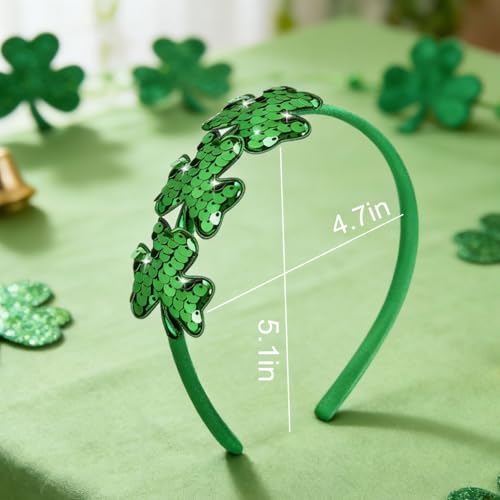 St. Patrick's Day Glitter Shamrock Headband - Green Sequin Hair Accessory