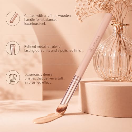 AILNSX 3-Piece Makeup Brush Set - Pink Synthetic Face Brushes for Foundation & Concealer