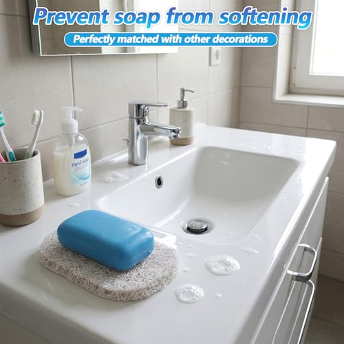 Grevosea 2-Piece Self-Draining Soap Dish Holder with Soap Saver Pads