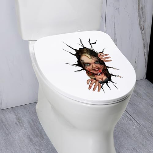 Bloody Girl 3D Halloween Horror Toilet Sticker - Waterproof Decal