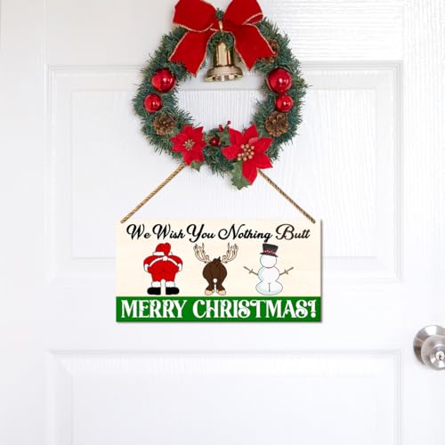 Christmas Bathroom Wall Decor Sign - Funny Holiday Restroom Hanging Sign