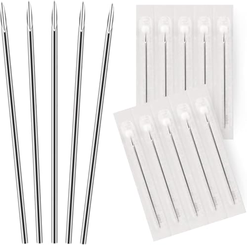 BodyJ4You 10-Piece 18G Piercing Needles Sterile Surgical Steel