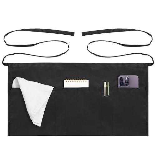 Syntus Black Server Apron for Men & Women - 1 Pack
