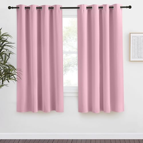 NICETOWN Rouge Pink Blackout Curtain Panel, 55"W x 68"L Thermal Insulated