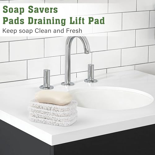Emlim White Soap Holder Pad - 4 Pack Non-Slip Soap Dish Liners for Kitchen & Bathroom, Custom Fit, Extend Soap Lifespan