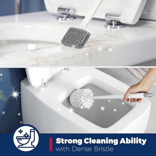 Holaloha Toilet Brush and Holder Set, 3-Pack Compact Bathroom Scrubber