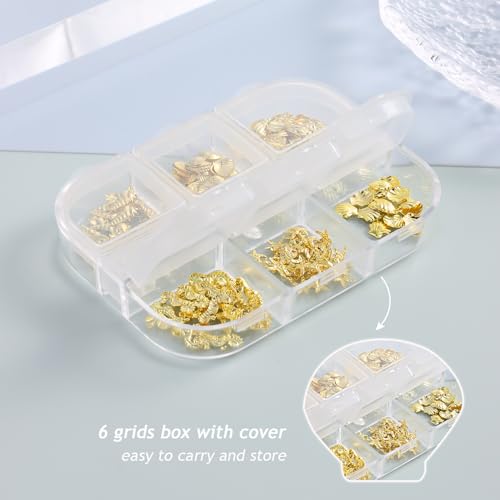 3D Gold Beach Nail Charms - Alloy Starfish & Seashell Ocean Art