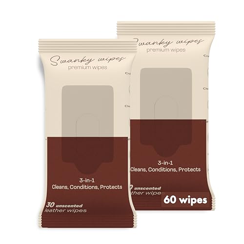 Swanky Leather Cleaner & Conditioner Wipes - 60 Count, Restores Shine