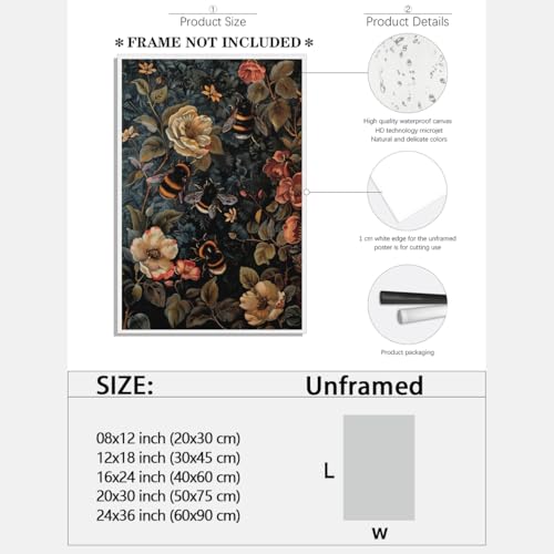 Vintage William Morris Bumble Bee Poster Retro Botanical Canvas Print